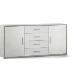 Sarmog Mobile 2 ante 4 cassetti bianco e cemento, 174x84x41 cm Outlet