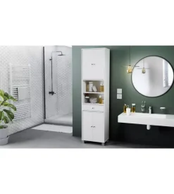 Mobile colonna "bikini" con cassetto e ante bianco 50,5x196x33 cm Outlet