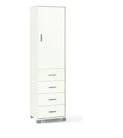 Sarmog Mobiletti Multiuso-Mobile colonna con 1 anta e 4 cassetti colore bianco fiammato - l50 x h183 x p41 cm