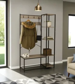 BellaHome Mobile da ingresso "industrial" grigio 110x40x180 cm