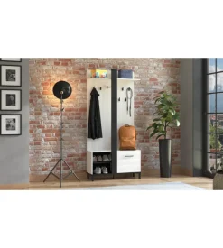 BellaHome Mobile da ingresso "cordova" bianco e nero, 90x33x191 cm Discount