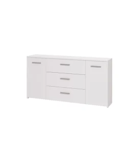 BellaHome Credenze E Buffet-Mobile "girona" 2 ante e 3 cassetti bianco opaco, 158x33x80,5 cm