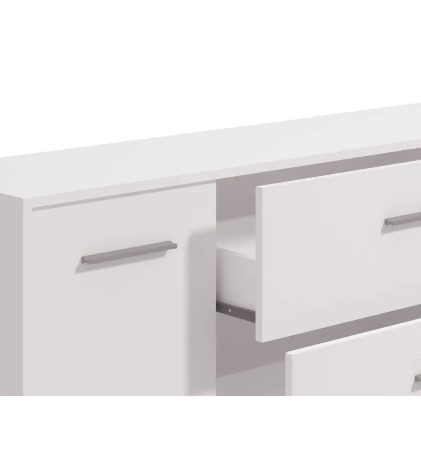 BellaHome Credenze E Buffet-Mobile "girona" 2 ante e 3 cassetti bianco opaco, 158x33x80,5 cm