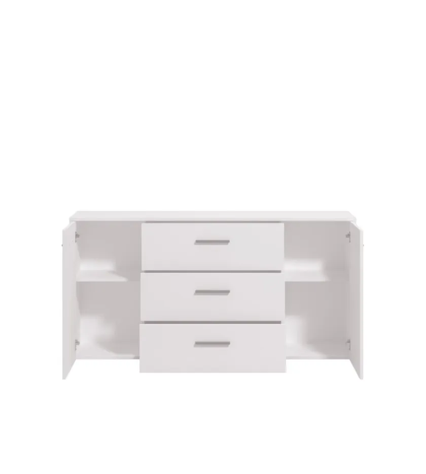 BellaHome Credenze E Buffet-Mobile "girona" 2 ante e 3 cassetti bianco opaco, 158x33x80,5 cm