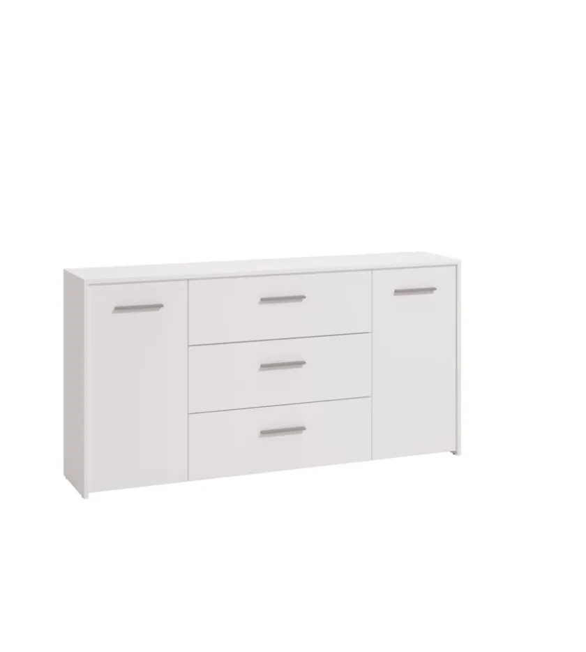 BellaHome Credenze E Buffet-Mobile "girona" 2 ante e 3 cassetti bianco opaco, 158x33x80,5 cm
