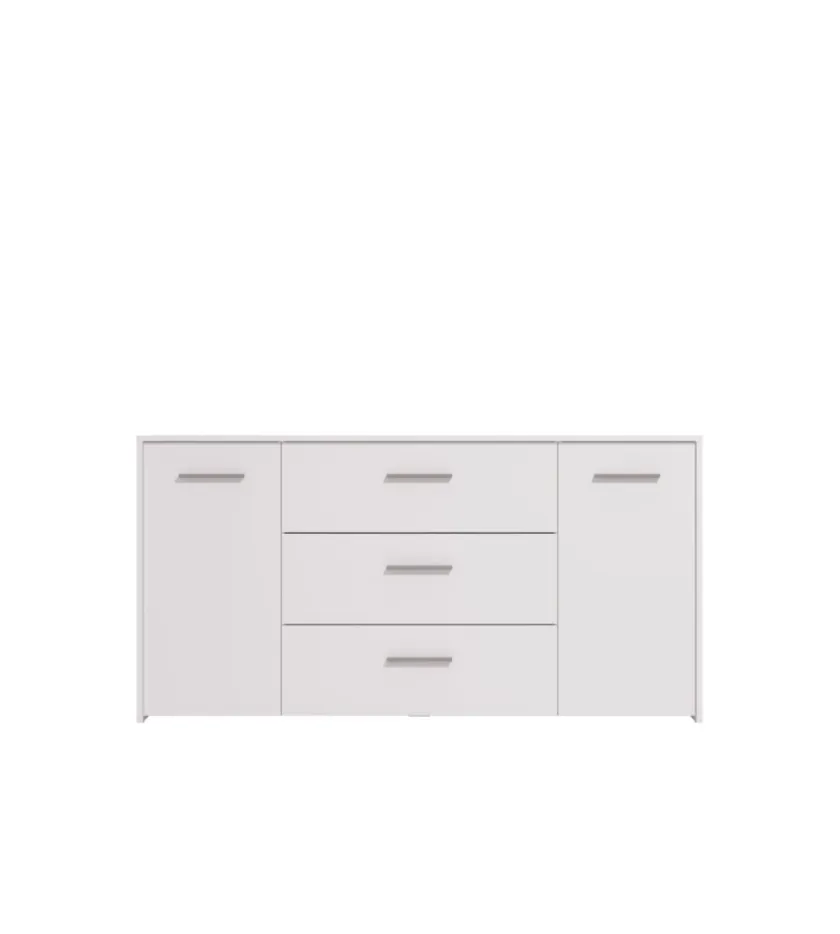 BellaHome Credenze E Buffet-Mobile "girona" 2 ante e 3 cassetti bianco opaco, 158x33x80,5 cm