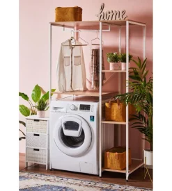 Mobile lavatrice "janet" bianco e legno, 100x60x177 cm Outlet