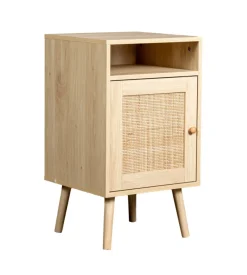 BellaHome Credenze E Buffet-Mobiletto multifunzionale con porta battente in rattan, 40x39x71 cm