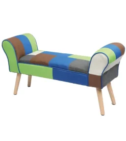 BellaHome Panca "patch" in tessuto multicolore, 100x54x35 cm Best