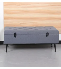 BellaHome Panchina contenitore "lisa" in tessuto grigio antracite, 102x44x40 cm Hot