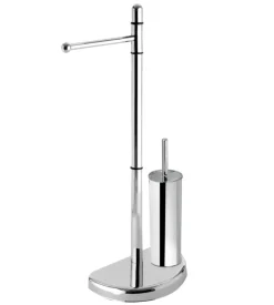 Accessori Bagno-Piantana porta rotolo e scopino cromo hibiscus