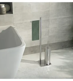 Accessori Bagno-Piantana portarotolo e scopino wc gedy "trilly" in acciaio inox spazzolato