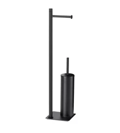 Accessori Bagno-Piantana portarotolo e scopino wc gedy "trilly" in acciaio inox nero
