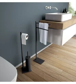 Accessori Bagno-Piantana portarotolo e scopino wc gedy "trilly" in acciaio inox nero