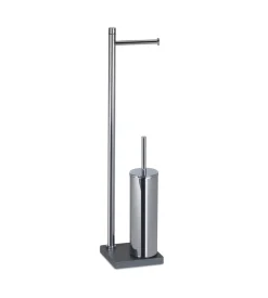 Accessori Bagno-Piantana portarotolo e scopino wc gedy "trilly" in acciaio inox grigio