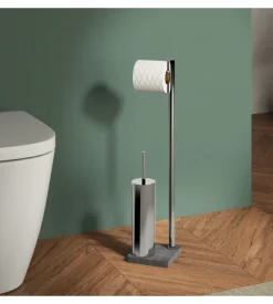 Accessori Bagno-Piantana portarotolo e scopino wc gedy "trilly" in acciaio inox grigio