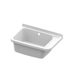 Pilozzo lavatoio in resina e pvc colore bianco con sifone incluso. New
