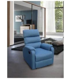 BellaHome Poltrona "chiara" con recliner in tessuto ottanio 71x95x98 cm
