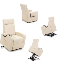 Poltrona con recliner e alzata elettrica "katia" crema, 75x78x110 cm