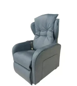 Poltrona "jolly" con recliner e alzata elettrica in tessuto blu, 75x85x108 cm New