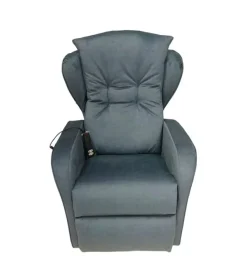 Poltrona "jolly" con recliner e alzata elettrica in tessuto blu, 75x85x108 cm New