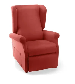 Poltrona "luna" con recliner e alzata elettrica in tessuto rosso, 75x84x107 cm Hot