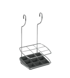 Porta posate cromato c/bacinella in plastica lonardo New