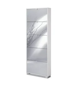 Sarmog Scarpiera bianca con 5 ante a specchio, 66x181x14 cm Clearance
