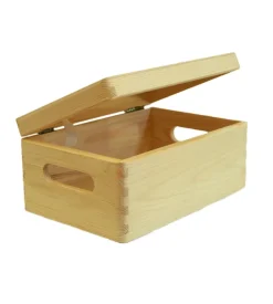 Complementi In Legno-Scatola multiuso con coperchio "wood box" in legno marrone chiaro, 30x20x14 cm