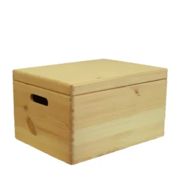 Scatola multiuso con coperchio "wood box" in legno marrone chiaro, 40x30x23 cm Hot