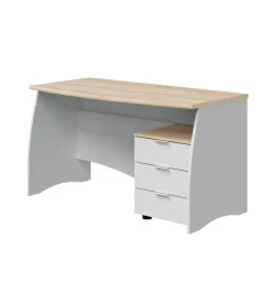 Scrivania con cassetti bianca e rovere, 136x67x74 cm Discount