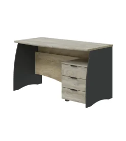 Scrivanie E Cassettiere-Scrivania con cassetti grigia e rovere, 136x67x74 cm