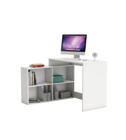 Scrivania con libreria da angolo bianca, 112x77x101 cm Hot