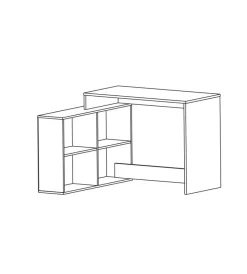 Scrivania con libreria da angolo bianca, 112x77x101 cm Hot