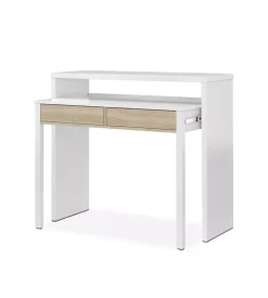 Scrivania consolle estensibile bianca con cassetti rovere Sale