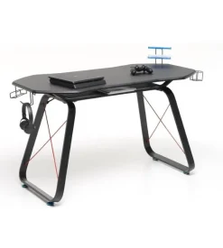 Scrivania gaming nera con porta cuffie e bicchiere, 145x65x89cm Hot