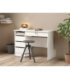 Scrivanie E Cassettiere-Scrivania "paris" con cassetti bianco 109,3,48,5x75,6 cm