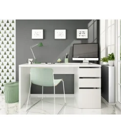 Scrivanie E Cassettiere-Scrivania "stylus" bianco artico 2 cassetti e 1 anta, 74x138x60 cm