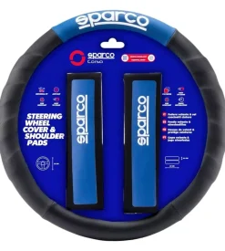 Sparco Set coprivolante e passacintura colore nero e blu Hot