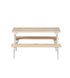 Mobili Prima Infanzia-Set tavolo con panche in pino massello, 90x82x50 cm