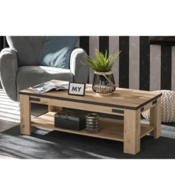 BellaHome Tavolino da soggiorno "bilbao" quercia e metallo, 120x41,5x60 cm Hot