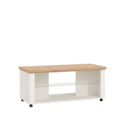 BellaHome Tavolini-Tavolino da soggiorno "vigo" bianco e quercia, 114,5x50,5x49 cm