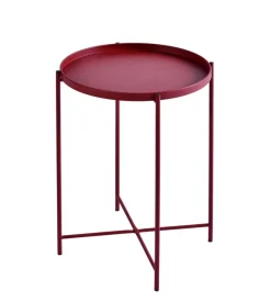 Tavolini-Tavolino salotto "frosty" in metallo rosso, ø38 cm