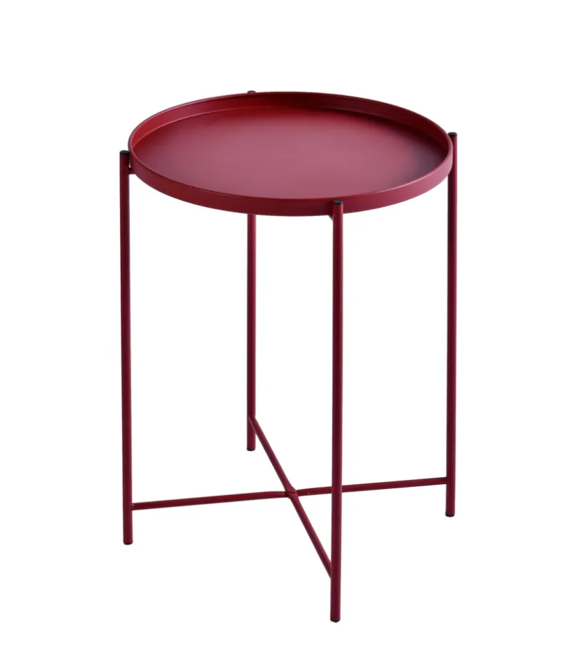 Tavolini-Tavolino salotto "frosty" in metallo rosso, ø38 cm